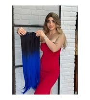 PerukAvm Luxury Düz Yarımay+2 Yan SiyahMavi Seri