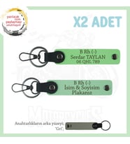 Motosiklet Aşıklarına Özel, İsim Plaka ve B Rh (-) Kan Grubu Yazılı x2 Anahtarlık, Yeşil-F Yeşil-Gr (Çok Renkli)
