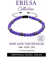 Sertifikalı Terahertz - Mor Akik Taşı Bileklik - İnce Model İç Huzur ve Konsantrasyon (Çok Renkli)