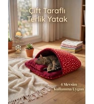 Terlik Model Çift Taraflı Kedi Köpek Yatağı (Kırmızı)