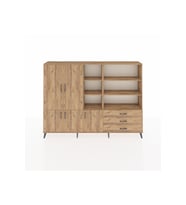 Arges Dolap 11 Raflı 3 Çekmeceli 5 Kapaklı 220x30x163 Çam-Çam