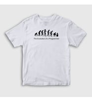 Presmono Unisex Çocuk Beyaz Evolution Evrim Developer Yazılımcı T-Shirt 333002tt (Beyaz)