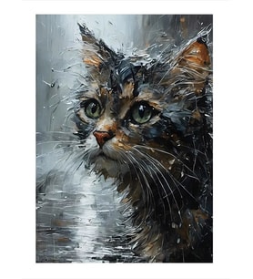 Yağmur Ve Kedi Modern Ahşap Tablo