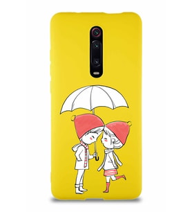 Xiaomi Redmi K20 Pro Soft Premier Kapak Aşk Tasarımlı Silikon Kılıf - Sarı (Şeffaf)