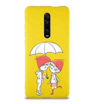 Xiaomi Redmi K20 Pro Soft Premier Kapak Aşk Tasarımlı Silikon Kılıf - Sarı (Şeffaf)