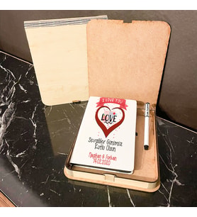 Sevgiliye Hediye Ahşap Kutulu Defter Kalem Set 007
