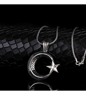 925 AYAR GÜMÜŞ ÖRGÜ MODEL AYYILDIZ MİKRO TAŞLI KOLYE