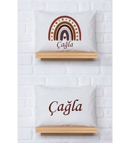 Pia Baby Premium %100 Pamuk İkili İsim Yazılı Kız Bebek Yastık Kılıfı – 35x45 cm Organik Baskı 5035-13 (Ekru)