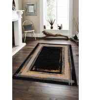Siyah Modern Klasik Kaymaz Tabanlı Dekoratif Halı AR218 - 100 x 160 cm