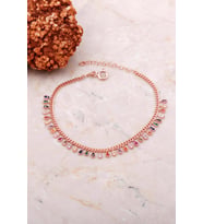 Gurmet Mix Taşlı Rose Gümüş Bileklik 3727