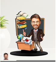 Kişiye Özel Öğretmen  Karikatürlü  Mdf Biblo (Çok Renkli)