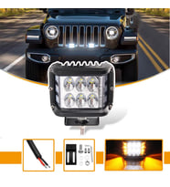 Off Road Led Lamba Beyaz Turuncu Flaşlı Kare Sis Farı 45W 12 Led Metal Arazi Çalışma Lambası 1 Adet