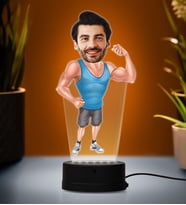 Doğum Günü Hediyesi,Sevgiliye Hediye, Kişiye Özel Fotoğraflı Sporcu Karikatür 3D Led Lamba (Beyaz)