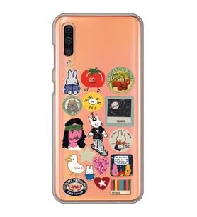 Samsung Galaxy A70 Uyumlu Sticker Tasarımlı Şeffaf Telefon Kılıfı