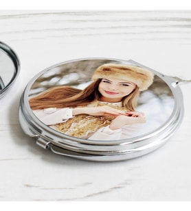 Kişiye Özel Fotoğraf Baskılı Metal Makyaj Aynası