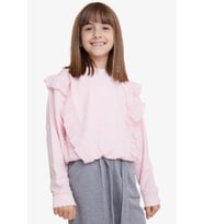 Breeze Kız Çocuk Sweatshirt Beli Lastikli 4-8 Yaş, Somon Melanj