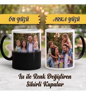 Kişiye Özel 3 Fotoğraflı Baskılı Sihirli Kupa Bardak