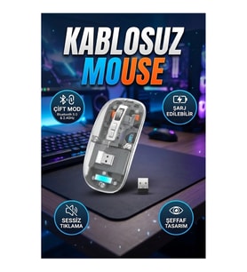 Kablosuz Mouse Fare Şarjlı Bluetooth 5.0 ve 2.4GHz Çift Modlu Sessiz Wireless