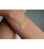 Kişiye Özel Lotus Sembol Bileklik 925K Gümüş (Gold)