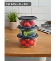 Yuvarlak 3'Lü Saklama Kabı Bpa Free Derin Dondurucu için Uygun Beslenme Kabı 700 ml