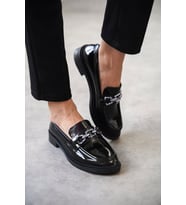 Kadın Como Günlük Loafer Ayakkabı - Nude (Siyah Rugan)