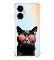PrintiFy Tecno Camon 19 Uyumlu Kedi 3 Baskılı Şeffaf Köşe Korumalı Antişok Kılıf
