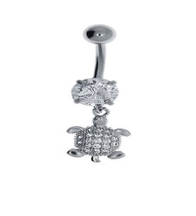 Kadın Taş Detay Kaplumbağa Model Çelik Piercing