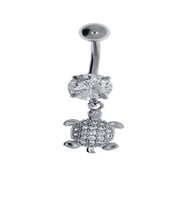 Kadın Taş Detay Kaplumbağa Model Çelik Piercing