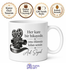 Kameraman Hediyesi Çekim Temalı Baskılı Porselen Kupa Bardak Hediye