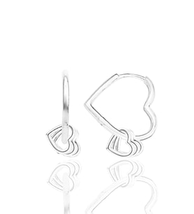Gümüş rodyumlu özel tasarım sallantılı 20 mm kalp küpe SGTL12401RODAJ