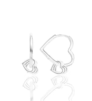 Gümüş rodyumlu özel tasarım sallantılı 20 mm kalp küpe SGTL12401RODAJ