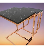 Zigon ZLF 14138 Model ROSE bakır renk Kaplam ayak MDF siyah mermer tabla El Yapım