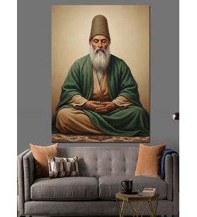 Geleneksel Kıyafetli Yaşlı Adam Dekoratif Kanvas - Mdf Ahşap Tablo