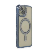Apple İphone 15 Kılıf Joke Simli Magneticsafe Kılıf - Lacivert