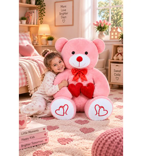 Pandamke 130 Cm Çift Kalp Tutan Peluş Ayı (%100) Yerli (Pembe)