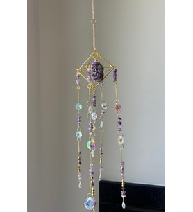 Ametist Sun Catcher 1 - Güneş Tutucu, Güneş Yakalayıcı, Doğal Ametist Taşlı, El Yapımı (Mor)