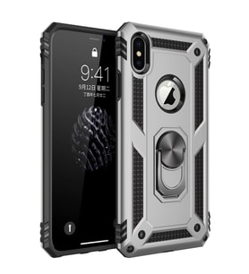 Durukar® iPhone X Kılıf Sofya Yüzüklü Silikon Kapak - Gümüş