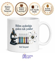 Bilim İnsanı Araştırmacı Zekaya Mikroskop Tüpü Atom Çekirdeği Kupa Bardak Hediye