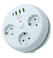 Vea VE-26583 3'LÜ 1.5 Metre Kablolu 3 USB / TYPE-C Girişli Akım Korumalı Grup Priz