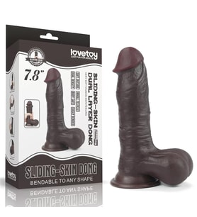 Tam Testisli Hareketli Deri Ultra Yumuşak Çift Katmanlı Siyahi Penis 20 CM - Sliding Skin Dual Layer Dong Whole Testicle
