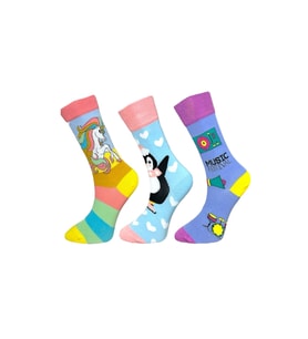 3'lü Unısex Unicorn, Penguen ve Müzik Festivali Tasarımlı Esnek Nem Alabilen Pamuklu Spor Soket Çoraplar (Çok Renkli)