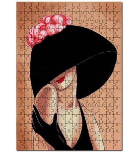 Cakapuzzle Pembe Çiçekli Şapkalı Kadın Görseli Puzzle Yapboz MDF (Ahşap) (120 Parça)