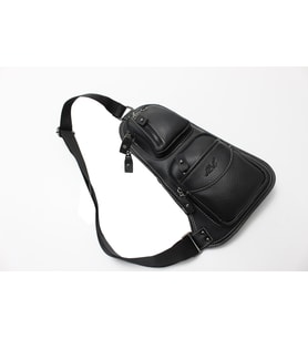 Adm Tr0014 Suni Deri, Tek Omuz Askılı Sırt - Göğüs Çantası - Body Bag (Siyah)