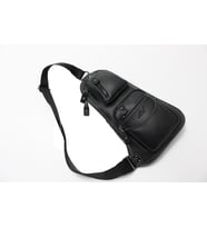 Adm Tr0014 Suni Deri, Tek Omuz Askılı Sırt - Göğüs Çantası - Body Bag (Siyah)
