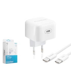 Type-c Hızlı Şarj Seti 45W Type-c Adaptörlü 1 M Örgülü Kablolu Beyaz ND1014