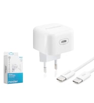 Type-c Hızlı Şarj Seti 45W Type-c Adaptörlü 1 M Örgülü Kablolu Beyaz ND1014