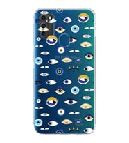 PrintiFy Samsung Galaxy M30S ile Uyumlu Nazar Boncuğu 2 Baskılı Kamera Korumalı Şeffaf Silikon Kılıf