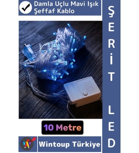 #LedIşık Dekoratif Ev Ofis Parti Yılbaşı Vitrin Oda Süsleme 100 Ledli Damla Uçlu 10 Metre Şerit Led