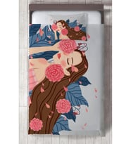 MEKTA HOME BEBEK VE ÇOCUK ODASI Çiçekli Prenses Kız Desenli Yatak Örtüsü