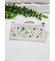 Kişiye Özel İsme Özel Bez Kalemlik Yonca Yaprak Çiçek Desenli Mini Organizer